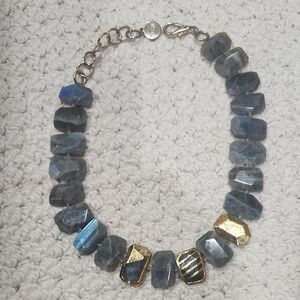 Chic Blue and Gold Gemstone Necklace